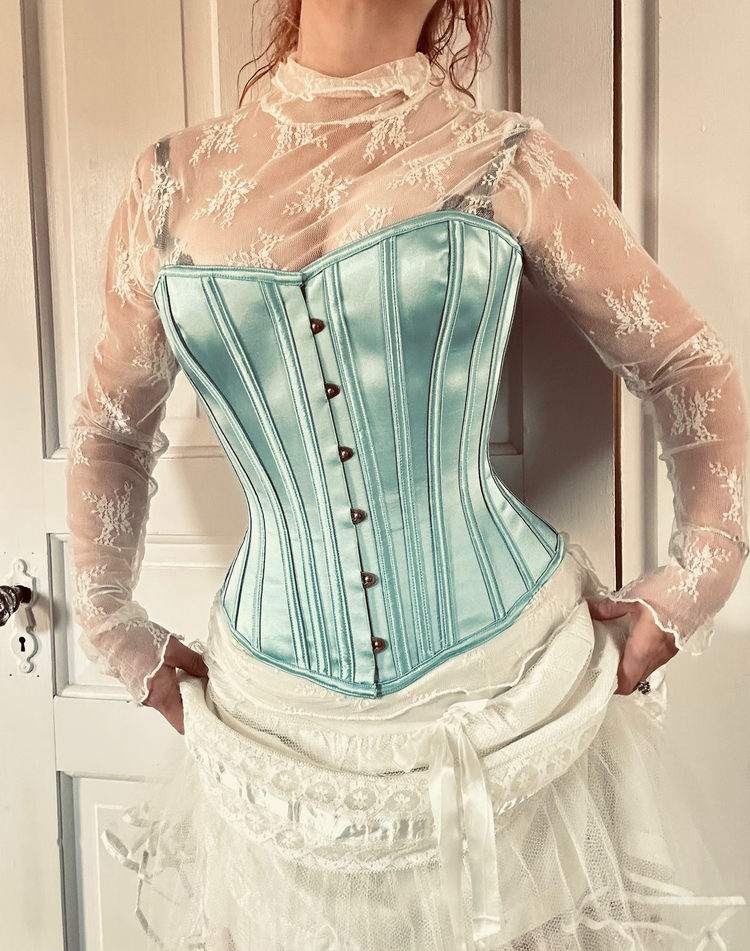 Sibelle Corset in Robin's Egg Blue Satin