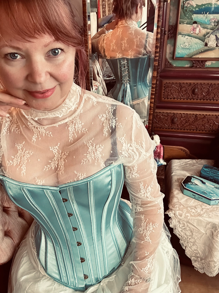 Sibelle Corset in Robin's Egg Blue Satin