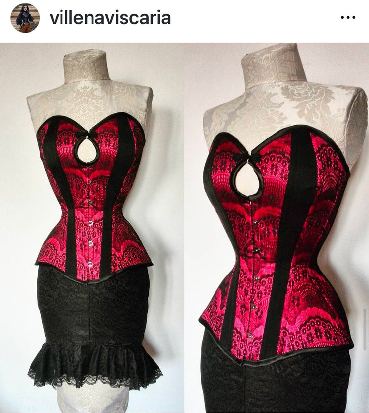 Magenta & Lace Keyhole Overbust Corset