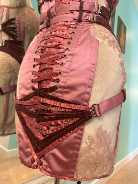 Glamourous Pink Faux Fan-Lacing Corset Dress