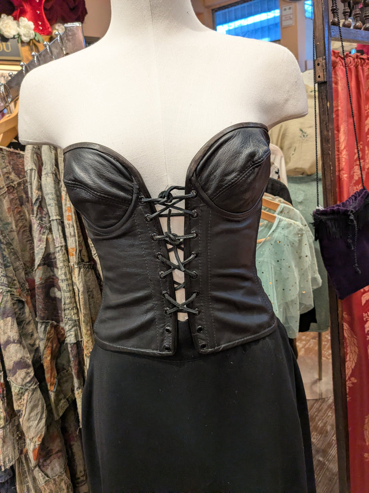 Leather Lace-Up Bustier