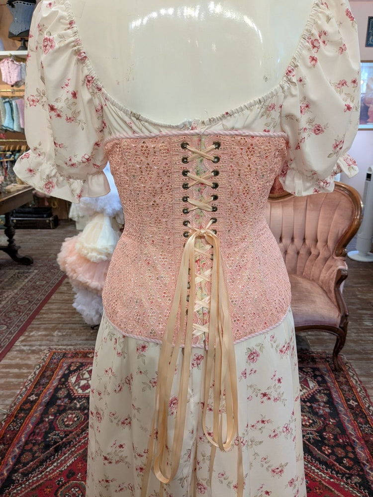 Edwardian Corset - Peach Eyelet