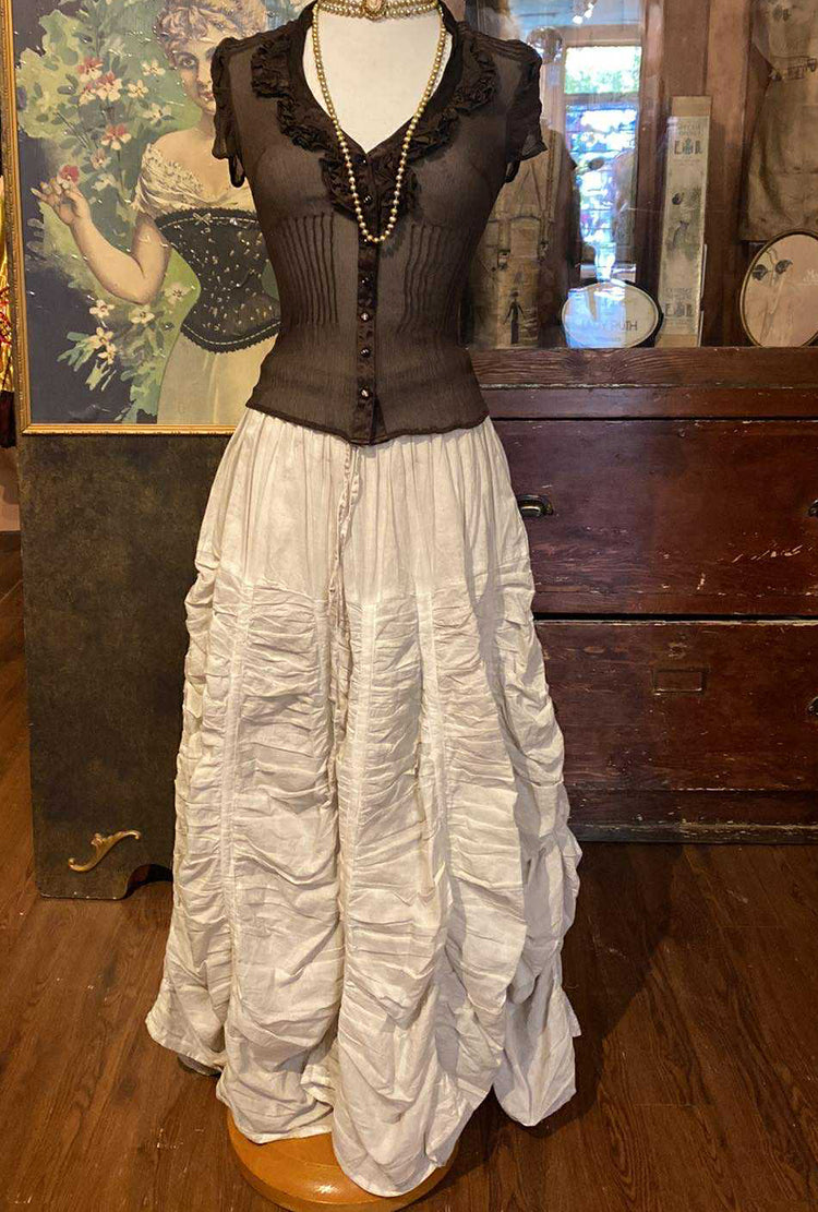 Ruched cotton cloud skirt petticoat soft cotton light beige