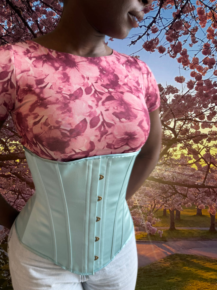 Cincher Corset - Robin's Egg Blue Satin
