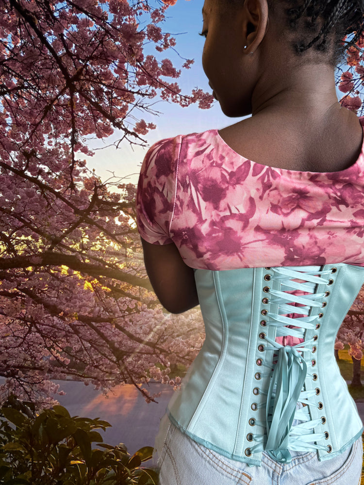 Cincher Corset - Robin's Egg Blue Satin