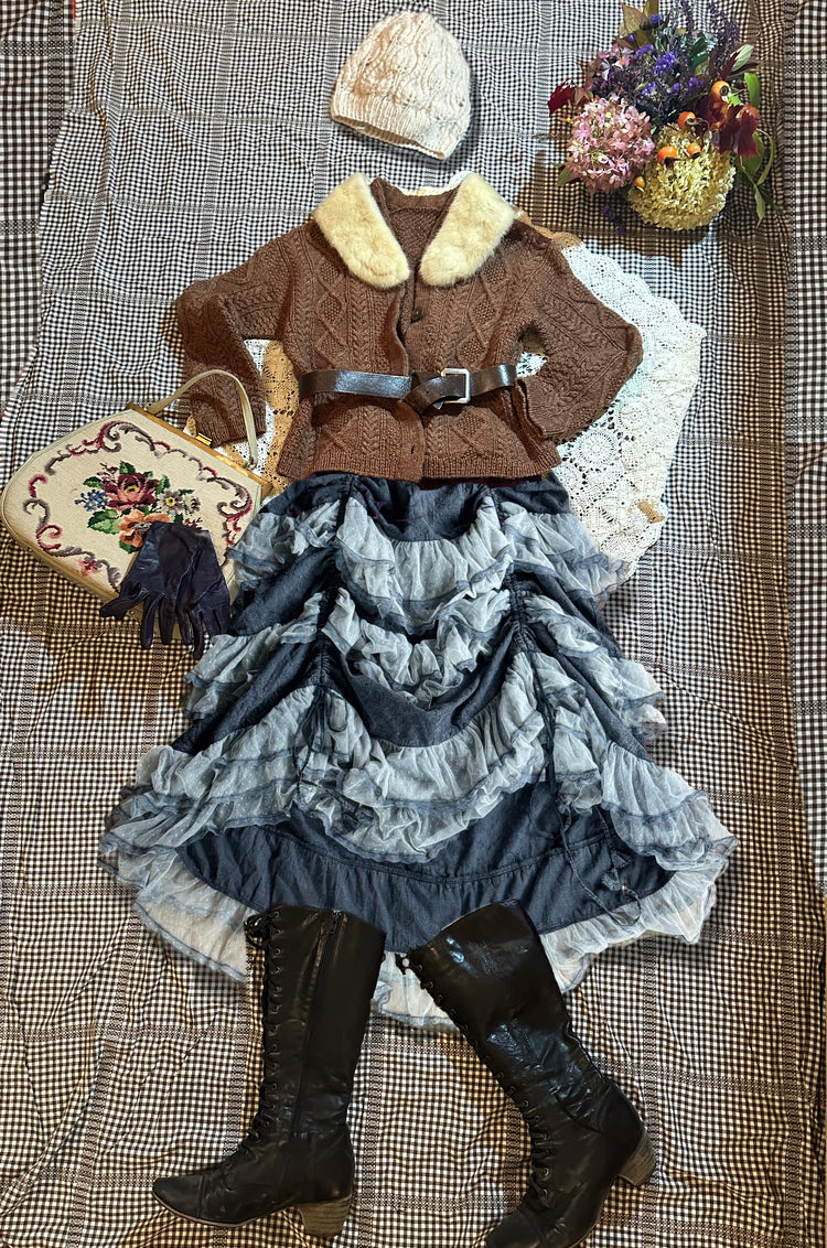 Paper Lace Ruched and Ruffled lace petticoat skirt