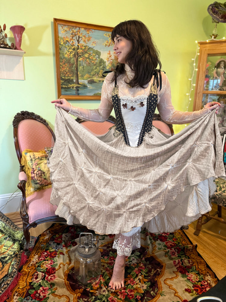 Paper Lace: Cream Shibori and Buttons Petticoat