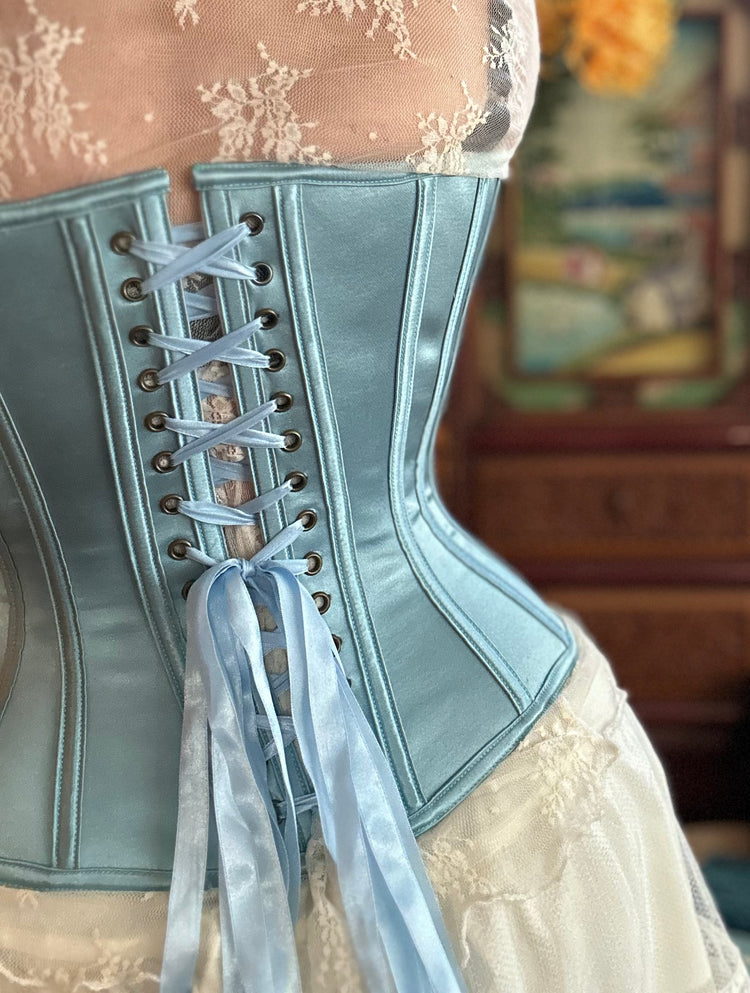 Sibelle Corset in Robin's Egg Blue Satin