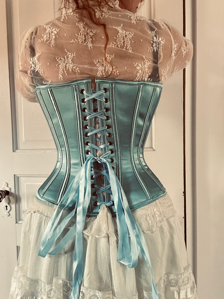 Sibelle Corset in Robin's Egg Blue Satin