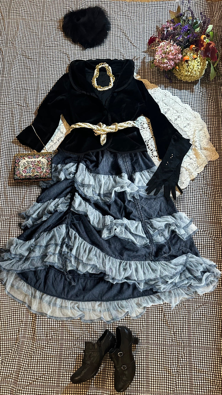 Paper Lace Ruched and Ruffled lace petticoat skirt