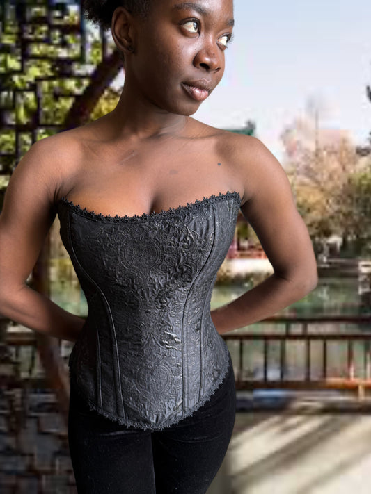 Cleonise - swoop neckline, side zip, no busk