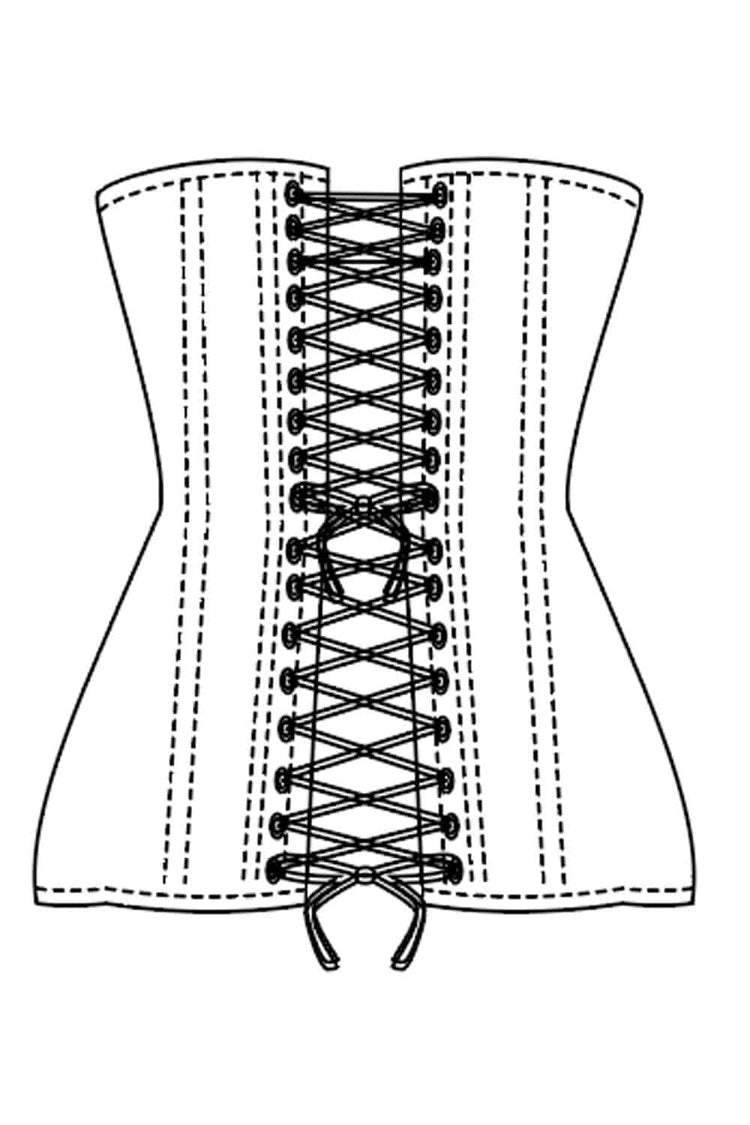 Edwardian Corset - Black Cotton Sateen