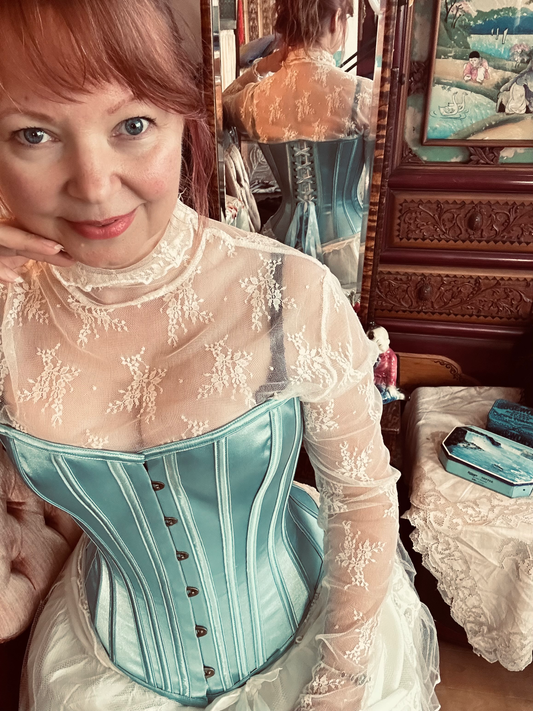 Sibelle Corset in Robin's Egg Blue Satin