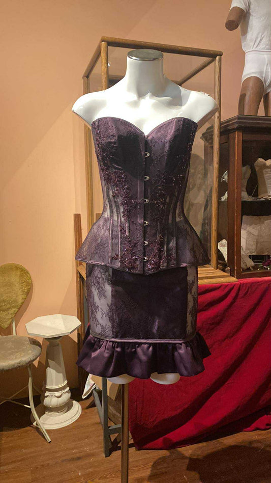Purple Mesh Lace Corset and Skirt Set