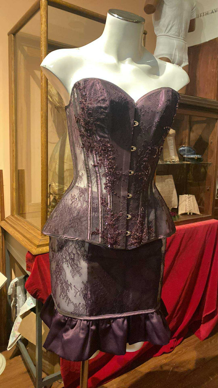 Purple Mesh Lace Corset and Skirt Set