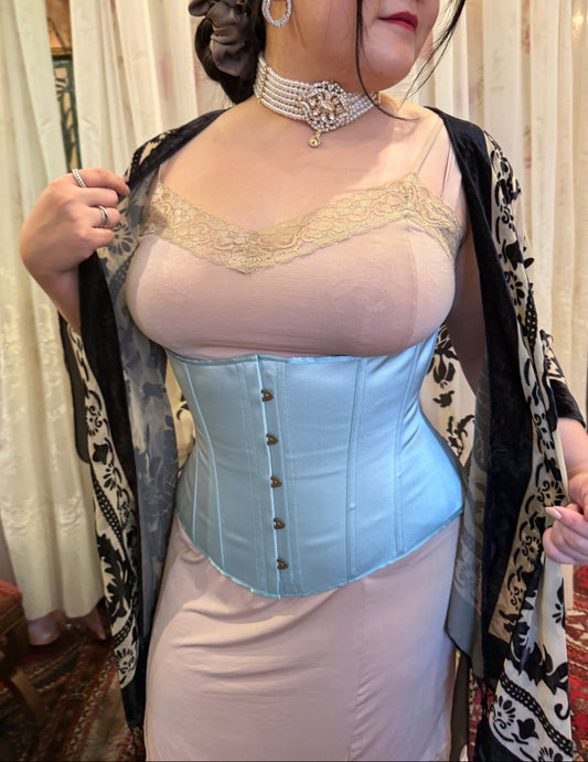 Cincher Corset - Robin's Egg Blue Satin