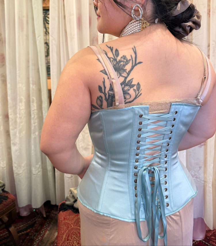 Cincher Corset - Robin's Egg Blue Satin