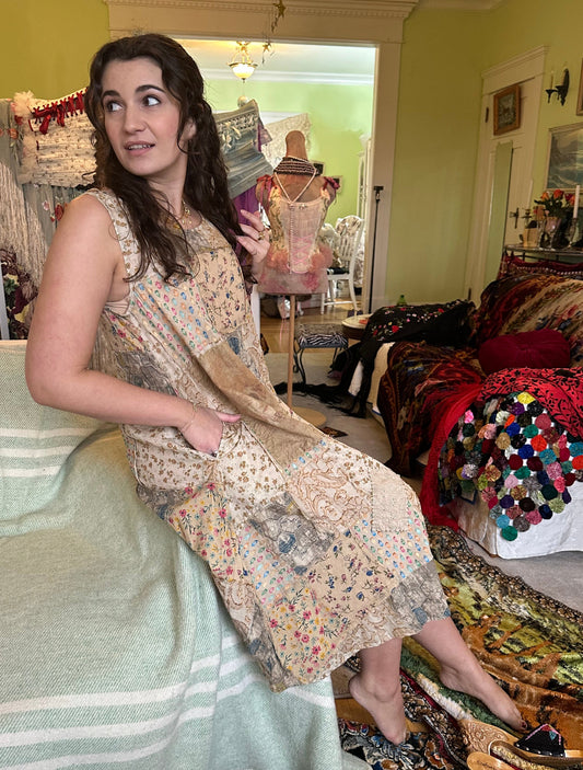 Paper lace patchwork flower country sweet dress