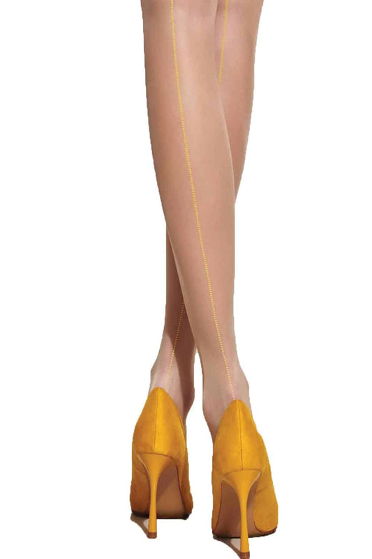 Mirtillo - Blush Pantyhose with Yellow Seam