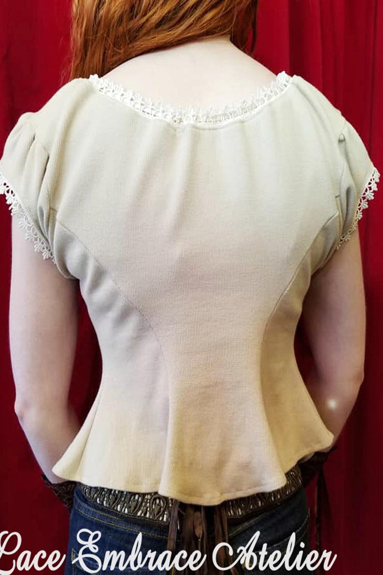 Knit Cotton Corset Cover - Creme