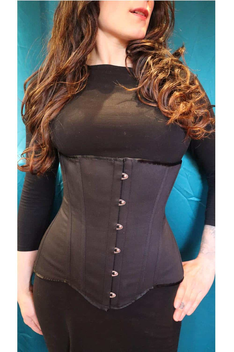 Edwardian Corset - Black Cotton Sateen