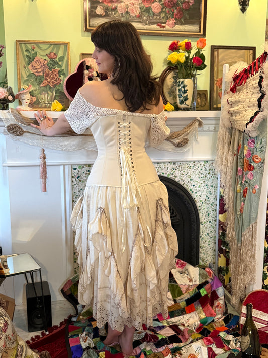 Paper Lace: Antique Ivory Ruffle and Eyelet Petticoat