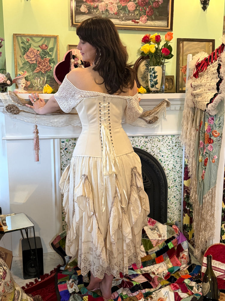 Paper Lace: Antique Ivory Ruffle and Eyelet Petticoat