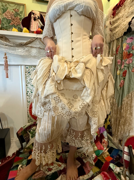 Paper Lace: Antique Ivory Ruffle and Eyelet Petticoat