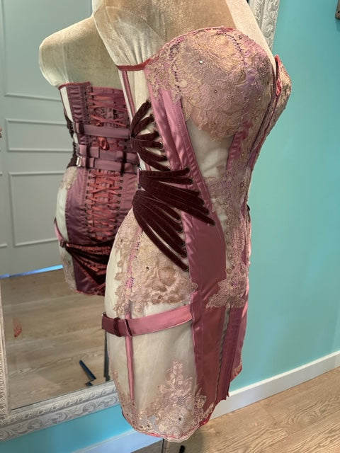 Glamourous Pink Faux Fan-Lacing Corset Dress