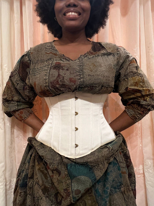 Model in the Petite Cincher Corset - Ivory Satin