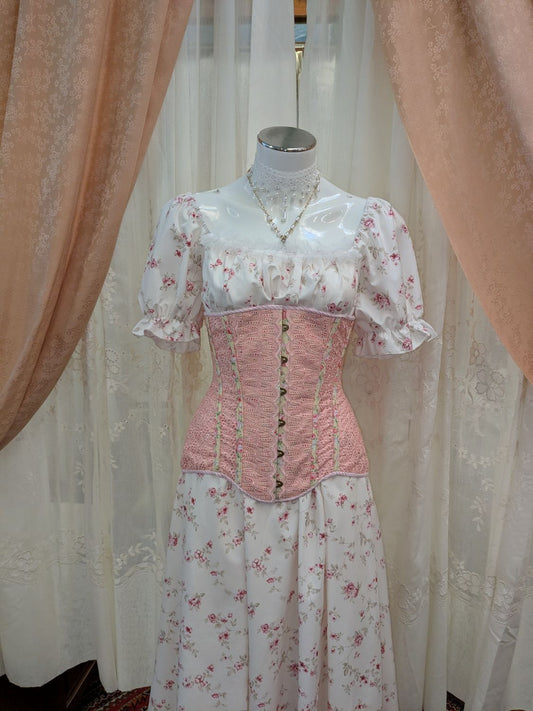Edwardian Corset - Peach Eyelet