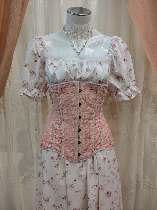Edwardian Corset - Peach Eyelet