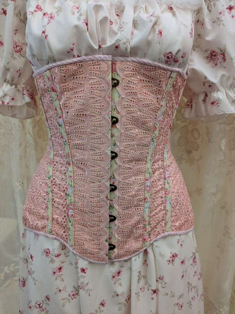 Edwardian Corset  - Peach Eyelet