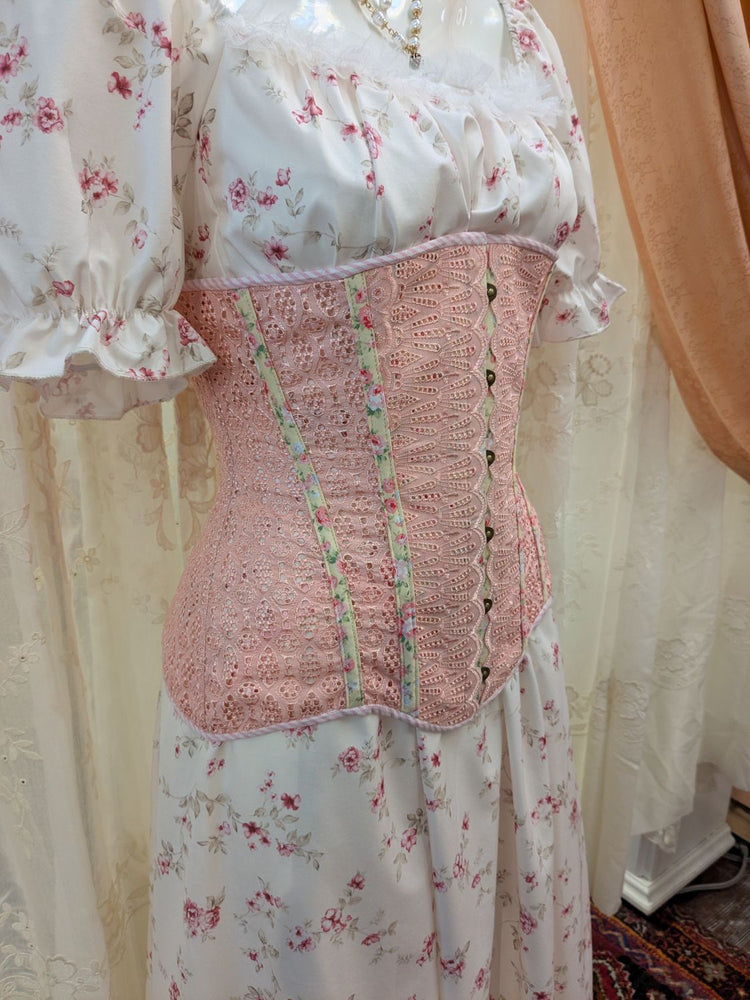 Edwardian Corset  - Peach Eyelet