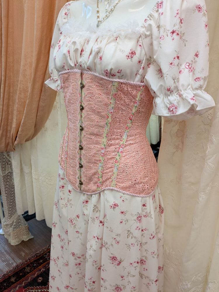Edwardian Corset  - Peach Eyelet