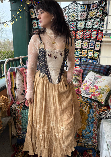 Paper Lace shibori dyed petticoat skirt