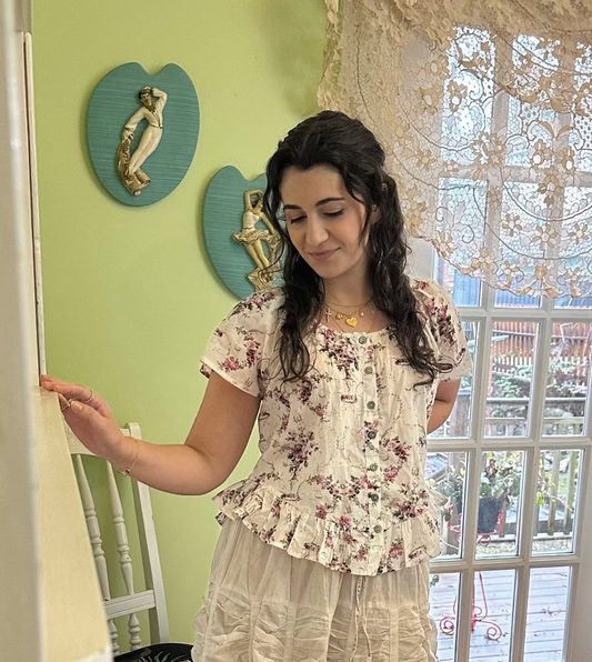 Paper lace rosebud blouse