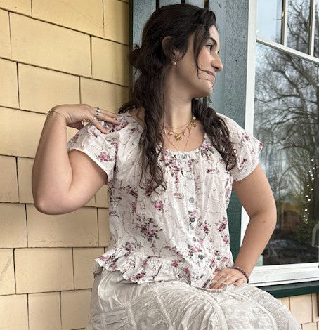 Paper lace rosebud blouse