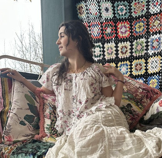 Paper lace rosebud blouse