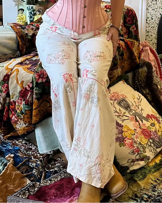 Patchwork and embroidery pants