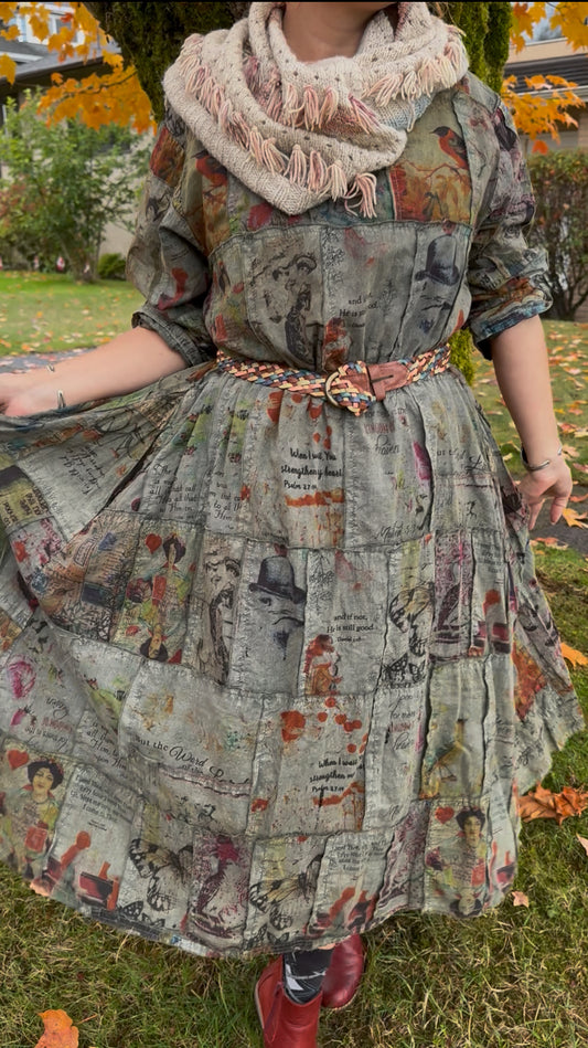 Paper Lace Printed and Pieced A-line dress