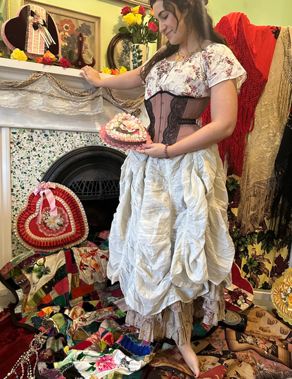 Ruched cotton cloud skirt petticoat soft cotton light beige 