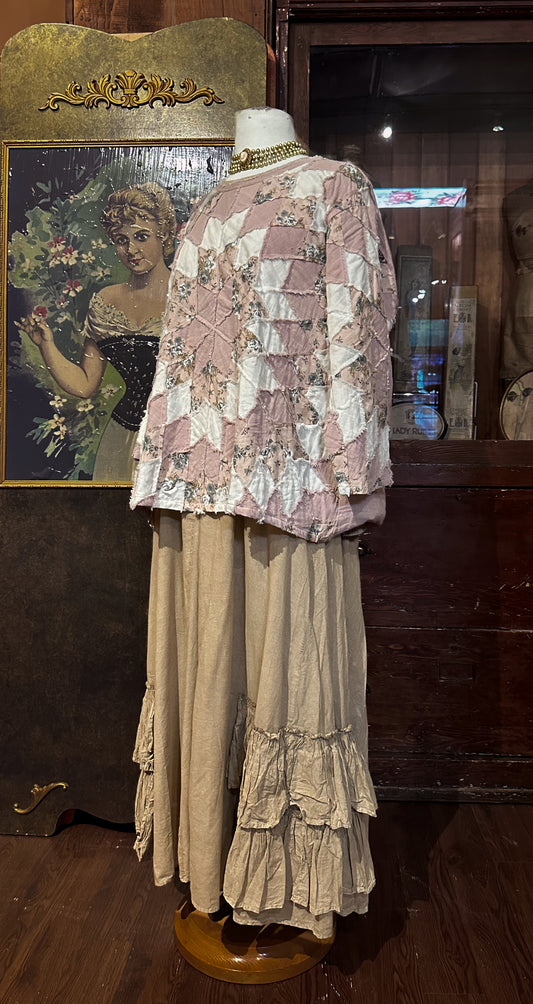 Paper Lace Star Patchwork Cotton Sweatshirt