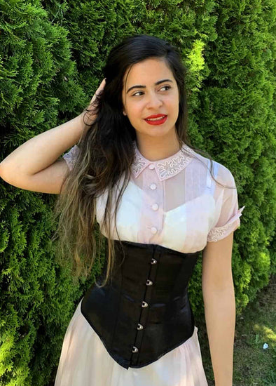 black satin cincher
