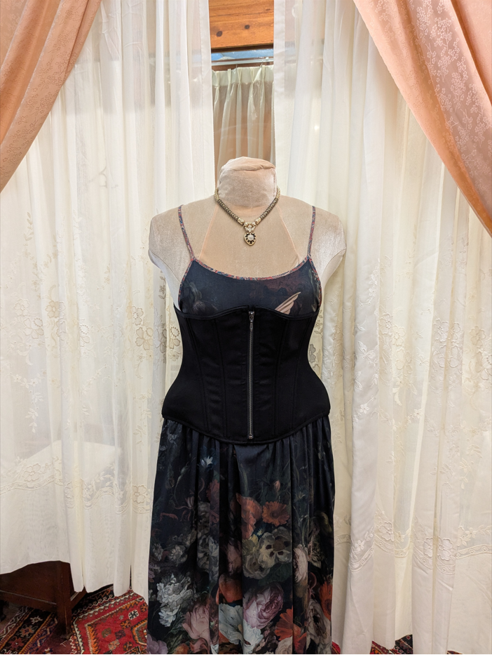 Myrtle Girdle Corset - Black with Zipper
