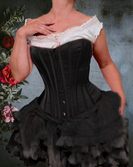 Sibelle Corset in Black Satin