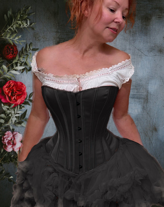 Sibelle Corset in Black Satin