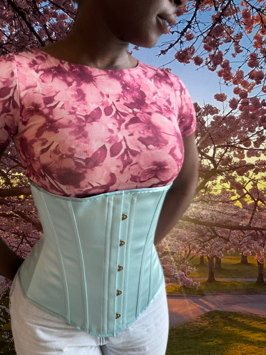 Cincher Corset - Robin's Egg Blue Satin
