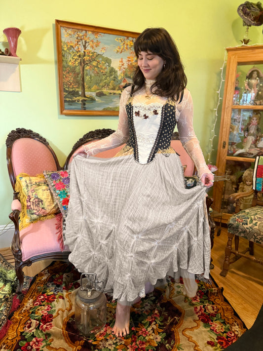 Paper Lace: Cream Shibori and Buttons Petticoat