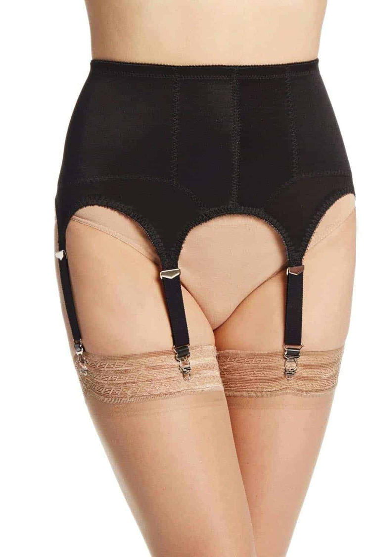 Six Strap Soft Shaping Garter Belt - Black